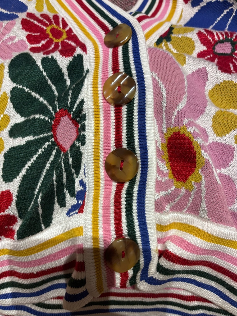 FARM Rio Multicolor Daisy V‑Neck Button Cardigan - Picture 4 of 6